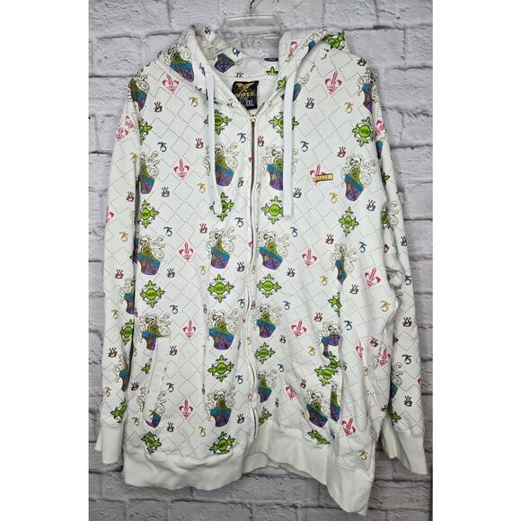 VTG Y2K Avirex Zip Up Hoodie White All Over Print rare XXL - Picture 1 of 5
